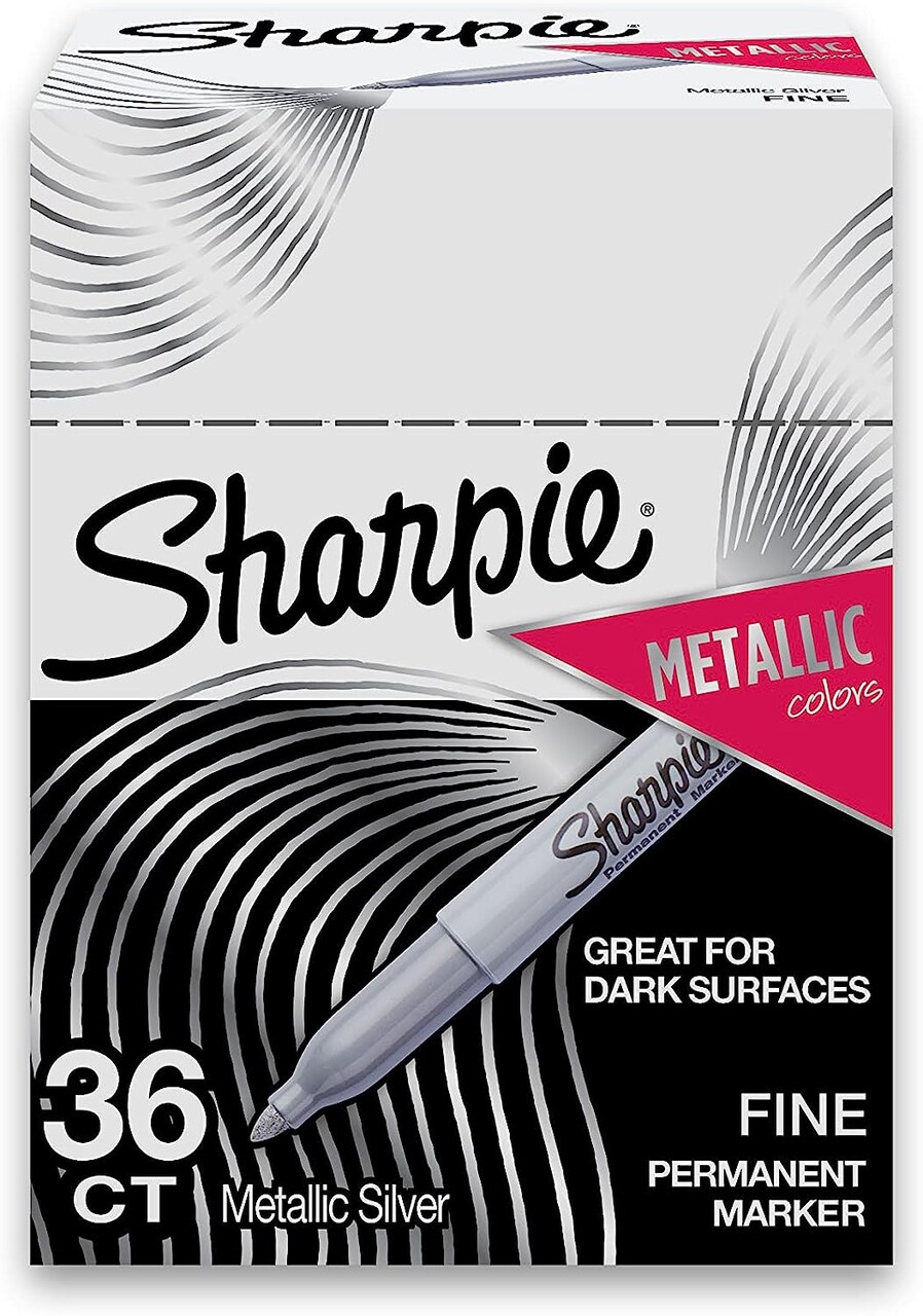 Metallic Permanent Markers, Fine Point, Metallic Silver, 36 Count (2003899)